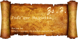 Zséger Hajnalka névjegykártya
